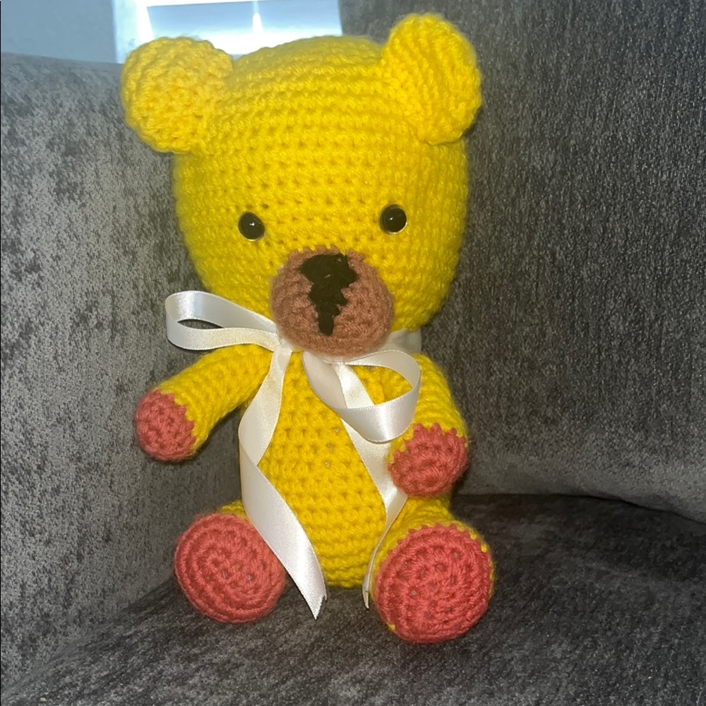 Yellow Crochet Teddy Bear Toy